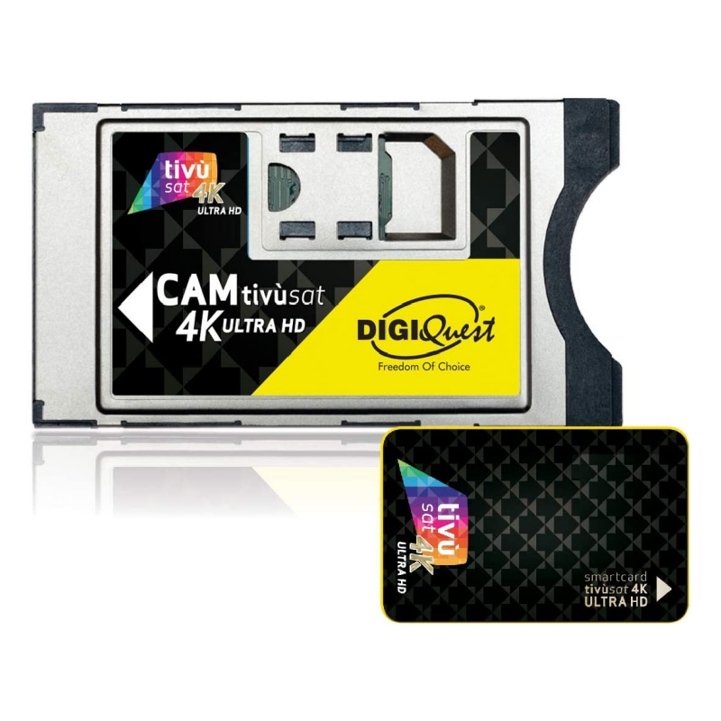 TIVUSAT 4K UHD READY OFFICIAL ITALIAN DIGITAL TV BLACK CAM AND CARD